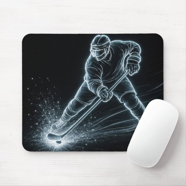 Neonhockeyspelare på is musmatta (Med mus)
