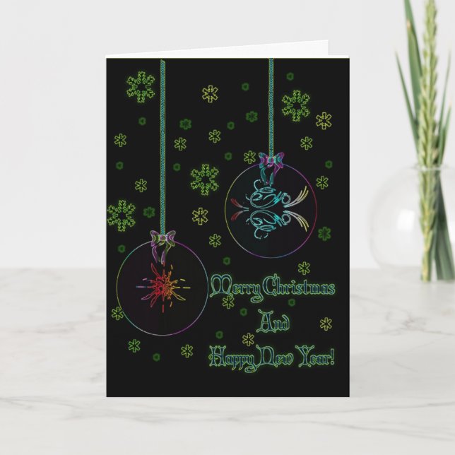 Neonjulbollar Helgkort (Framsida)