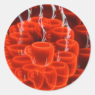 neonkaffe kopp galenhet runt klistermärke