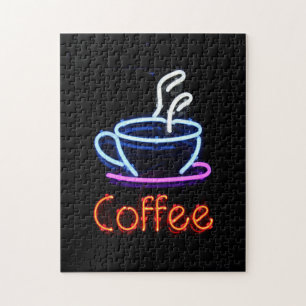 Neonkaffe undertecknar pussel