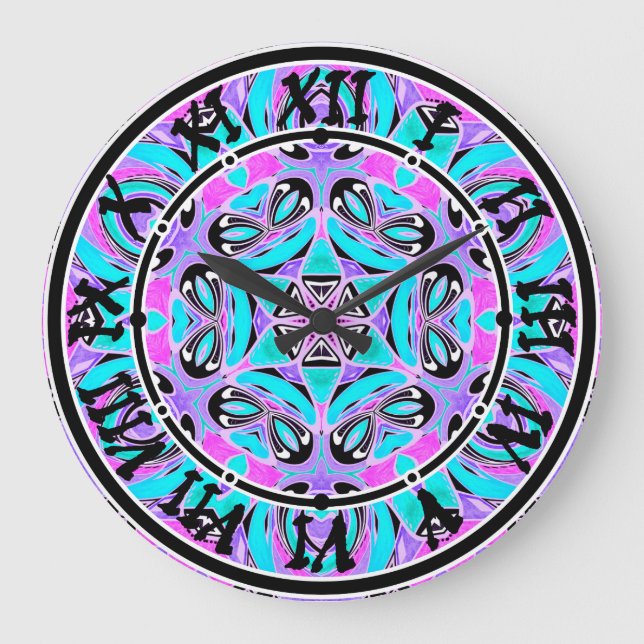 Neonkaleidoscope, mandala stor klocka (Framsida)