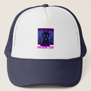 Neonkattläge PÅ - Cyberpunk Gamer Cat Hoodie & T- Keps