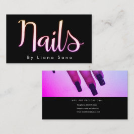 Neonkonstnär Glow Script och Foto Salong Rosa Visitkort