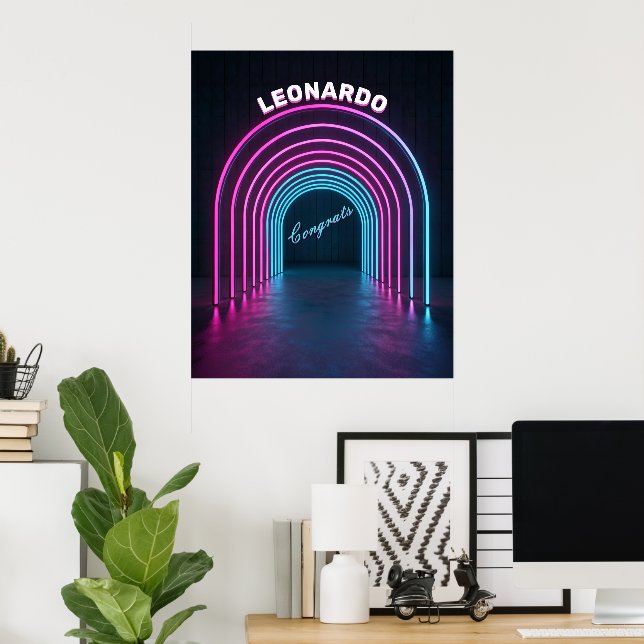 Neonlila Och Blå Valvbåge Poster (Hemmakontoret)