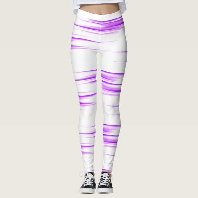 Neonlila rörelse sömlöst mönster leggings (Framsida)