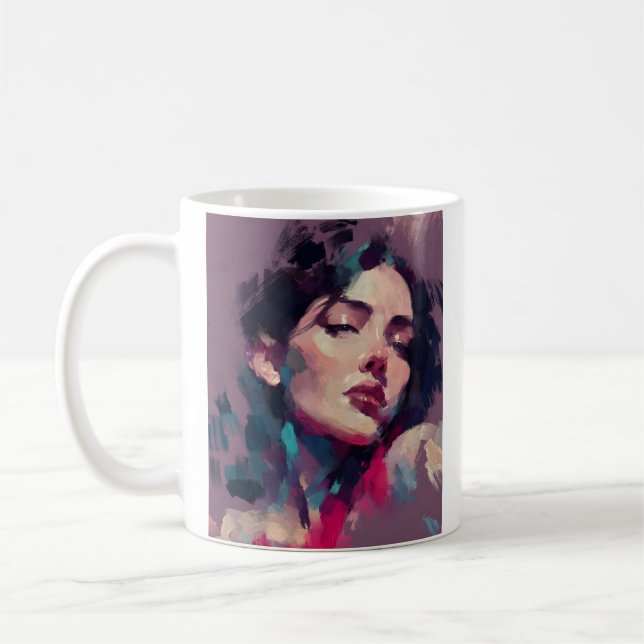 Neonljus abstrakt porträtt kaffemugg (Vänster)