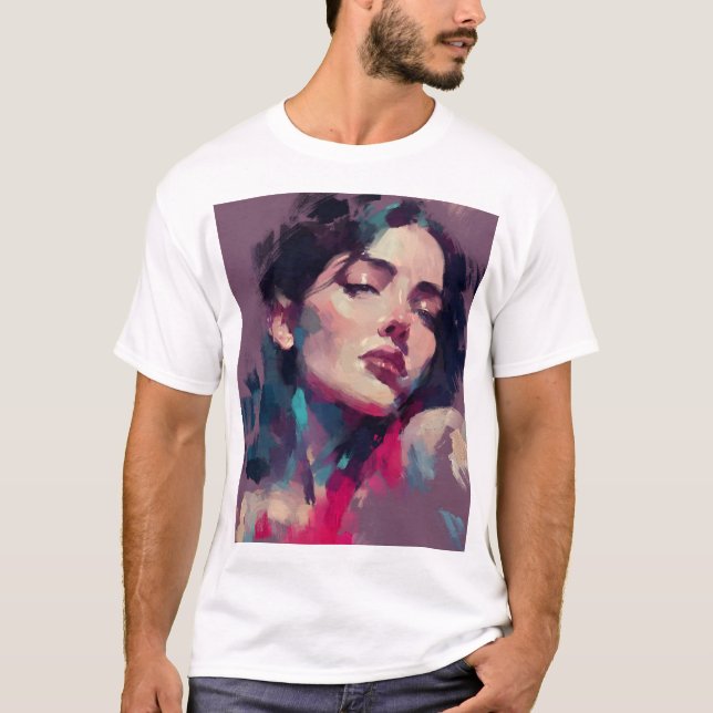 Neonljus abstrakt porträtt t shirt (Framsida)