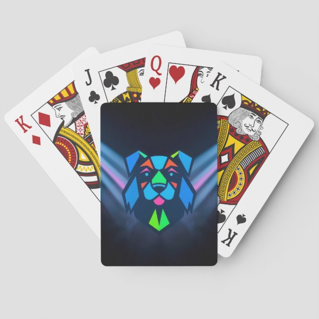 Neonljus blå hund casinokort (Baksidan)