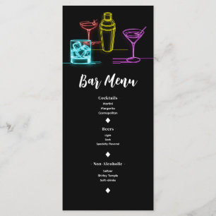 Neonljus Cocktailbar Öppen Bar Bröllopsmeny Meny