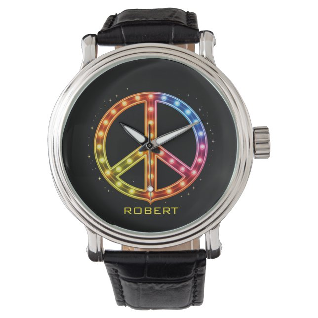 Neonljus Fredstecken Unisex Armbandsur (Framsida)