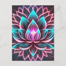 Neonljus Lotusblomma Uppvaknande Reiki Magi Vykort