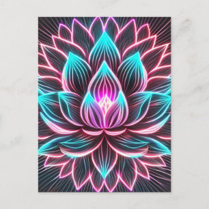 Neonljus Lotusblomma Uppvaknande Reiki Magi Vykort
