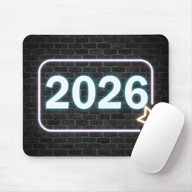 Neonljus på tegel för 2026 musmatta (Med mus)