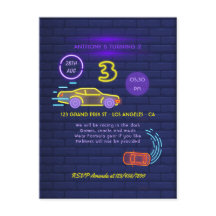 Neonljus Racingbil pojke 3-års födelsedagsfest