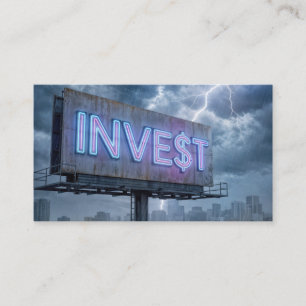 Neonljus skylt med INVEST Text Visitkort