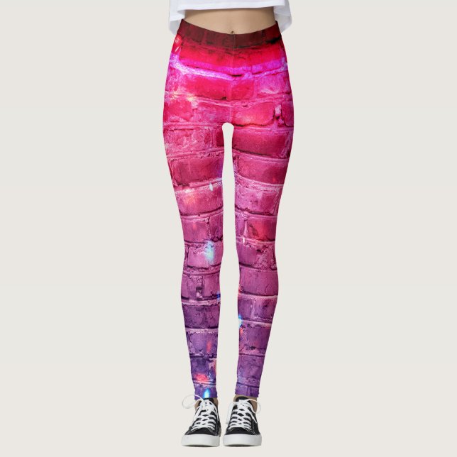 Neonljus: tom tegelvägg. leggings (Framsida)
