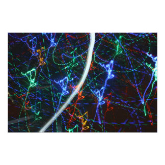 Neonljusspår Abstrakt Fotografi. Cyberpunk Fototryck
