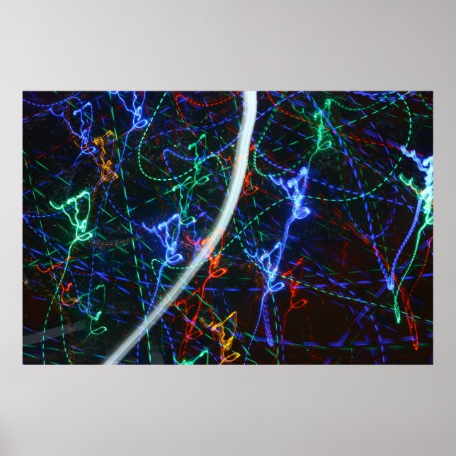 Neonljusspår Abstrakt Fotografi. Cyberpunk  Poster (Framsidan)