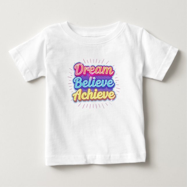 Neonmotivationscitat 'Dröm tro uppnå' T Shirt (Framsida)