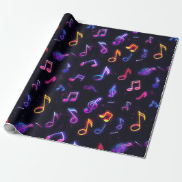 Neonmusiknoter Inpackningspapper Presentpapper