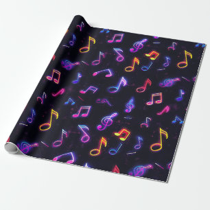 Neonmusiknoter Inpackningspapper Presentpapper