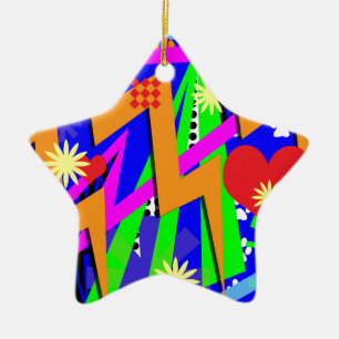 NeonNinetiesmönster Julgransprydnad Keramik