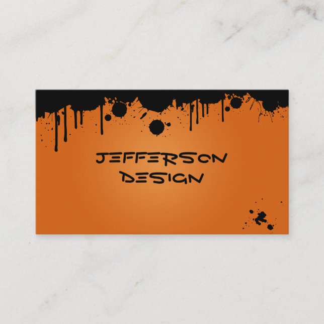 Neonorangen målar Splatters Visitkort (Framsida)