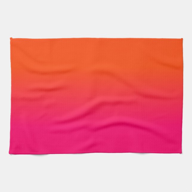 Neonorangen och neon rosa Ombre skuggar färg Kökshandduk (Horisontell)