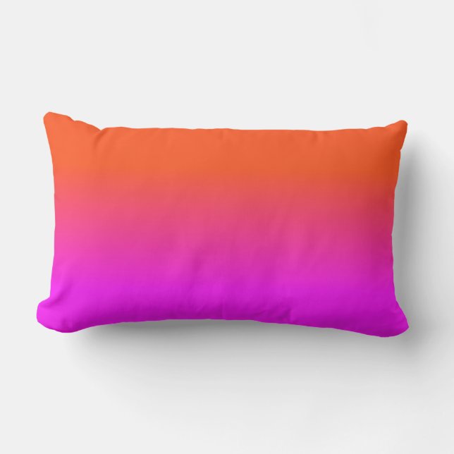 Neonorangen och shock rosa Ombre skuggar färg Lumbarkudde (Framsida)