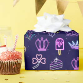 Neonprinsessa Födelsedagspresentpapper Presentpapper