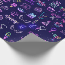 Neonprinsessa Födelsedagspresentpapper
