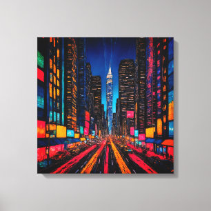 Neonprismmetropol Canvastryck
