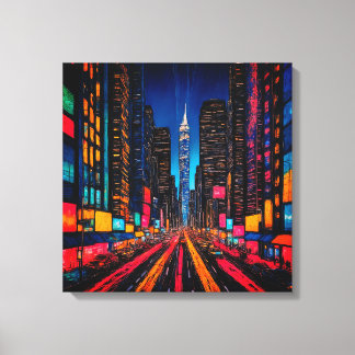 Neonprismmetropol Canvastryck