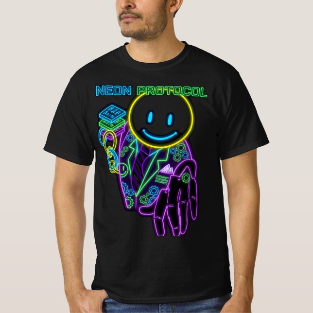 Neonprotokoll: Digitalt cyber-leende T Shirt (Framsida)