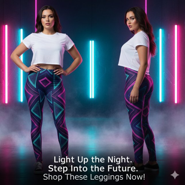 Neonpulsgeometriska Leggings (Neon Pulse Geometry Leggings)