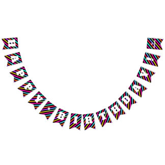 Neonrandar - grattis på födelsedagenpartyet vimplar