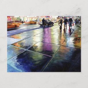 "Neonregn" New York Watercolor Vykort