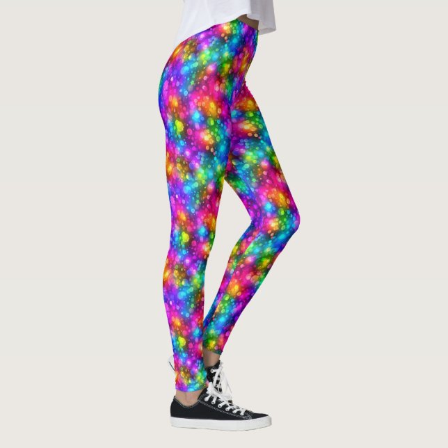 Neonregnbåge Bokeh-ljus Abstrakt Leggings (Höger)