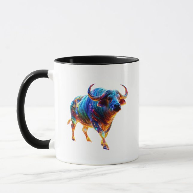 Neonregnbågebuffelkonst Mugg (Vänster)