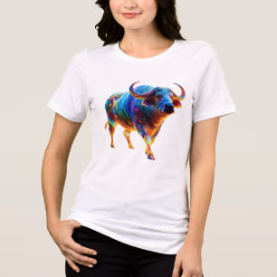 Neonregnbågebuffelkonst T Shirt