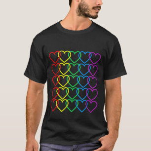 NEONREGNBÅGEHJÄRTOR T SHIRT