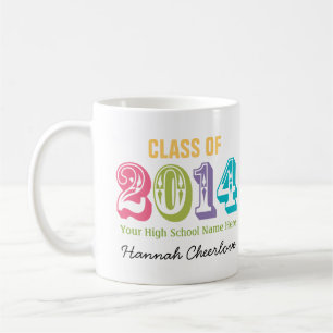 Neonregnbågetypografi klassificerar av 2014 kaffemugg