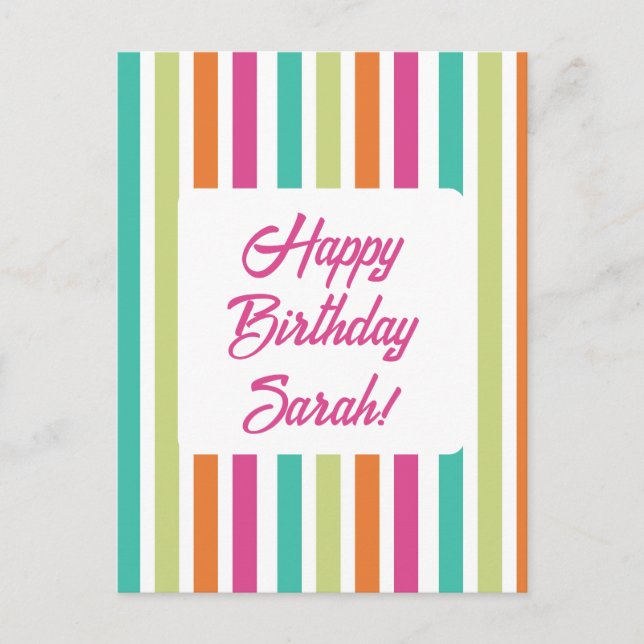 Neonregnbågsränder kul retro  vykort (Framsida)