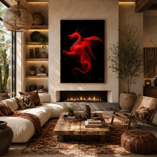 Neonröd Drakkvantflöde Poster