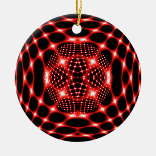 Neonröd glob, fraktur julgransprydnad keramik (Framsidan)