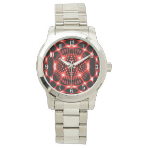 Neonröd klot fraktal armbandsur