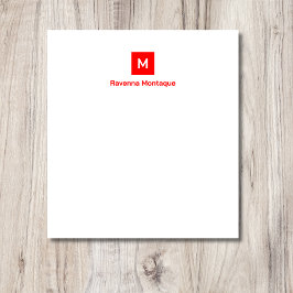 Neonröd Modern Chic Trendig Monogram Namn Anteckningsblock