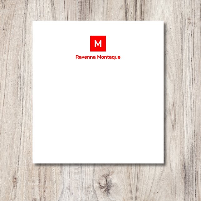 Neonröd Modern Chic Trendig Monogramnamn  Anteckningsblock (Skapare uppladdad)