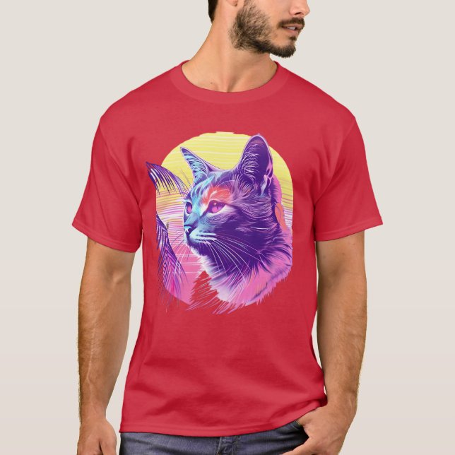 Neonropical 80s Cat friends T Shirt (Framsida)