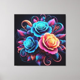 Neonrosor Canvastryck